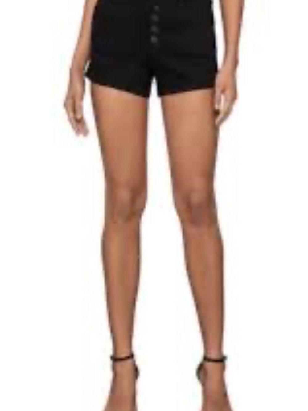 BCBGMaxAzria Black High-Waist Button-Front Shorts. Size: 30